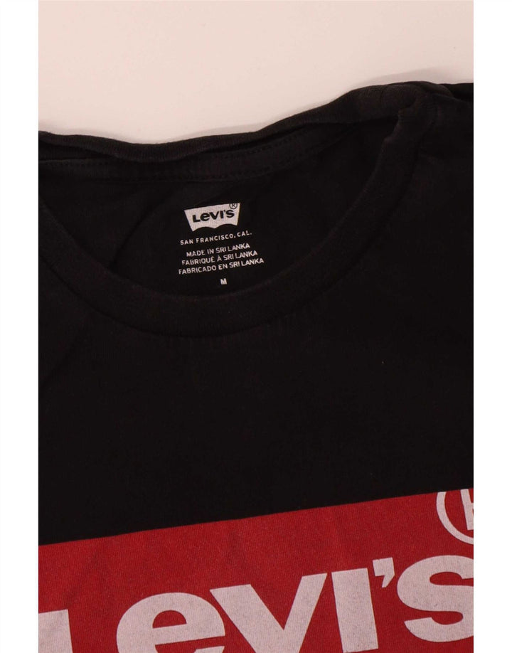 Męska koszulka z grafiką Levi's Top, średnia czarna bawełna
