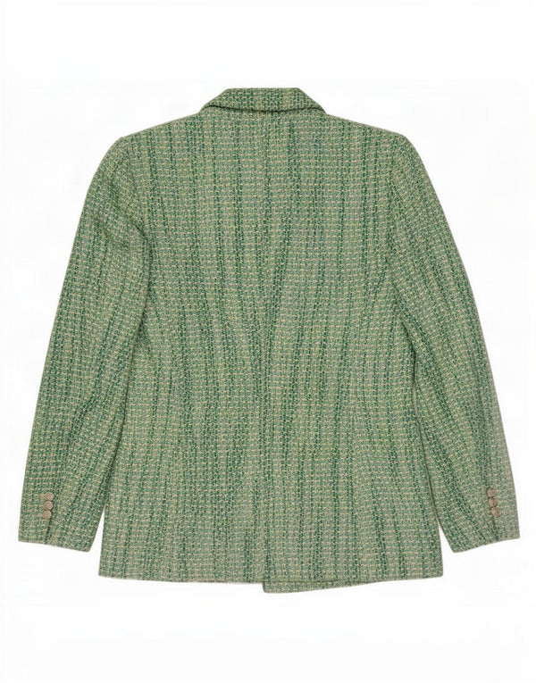 Zara Womens Double Breasted Blazer Jacket UK 12 Medium Green Cotton