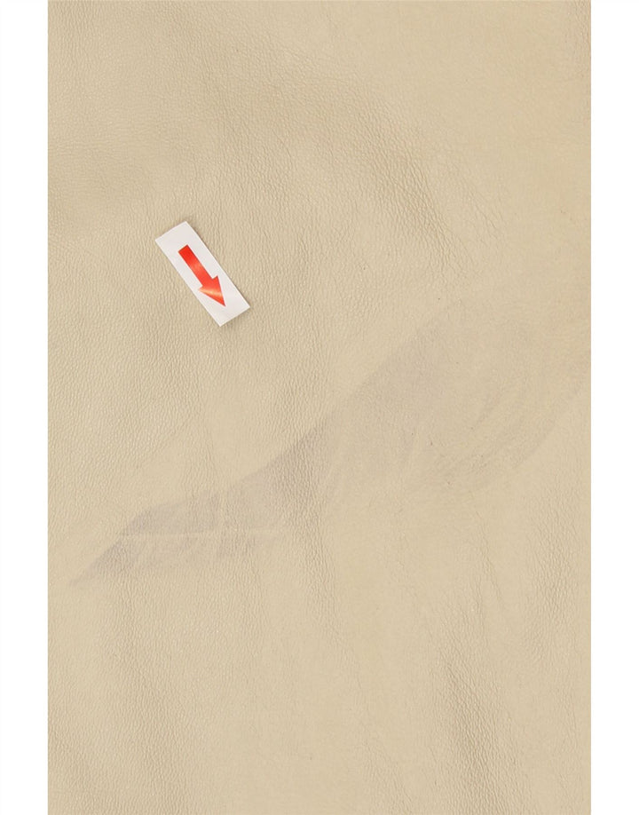 Vintage damska kurtka skórzana z kapturem IT 46 duża beżowa skóra