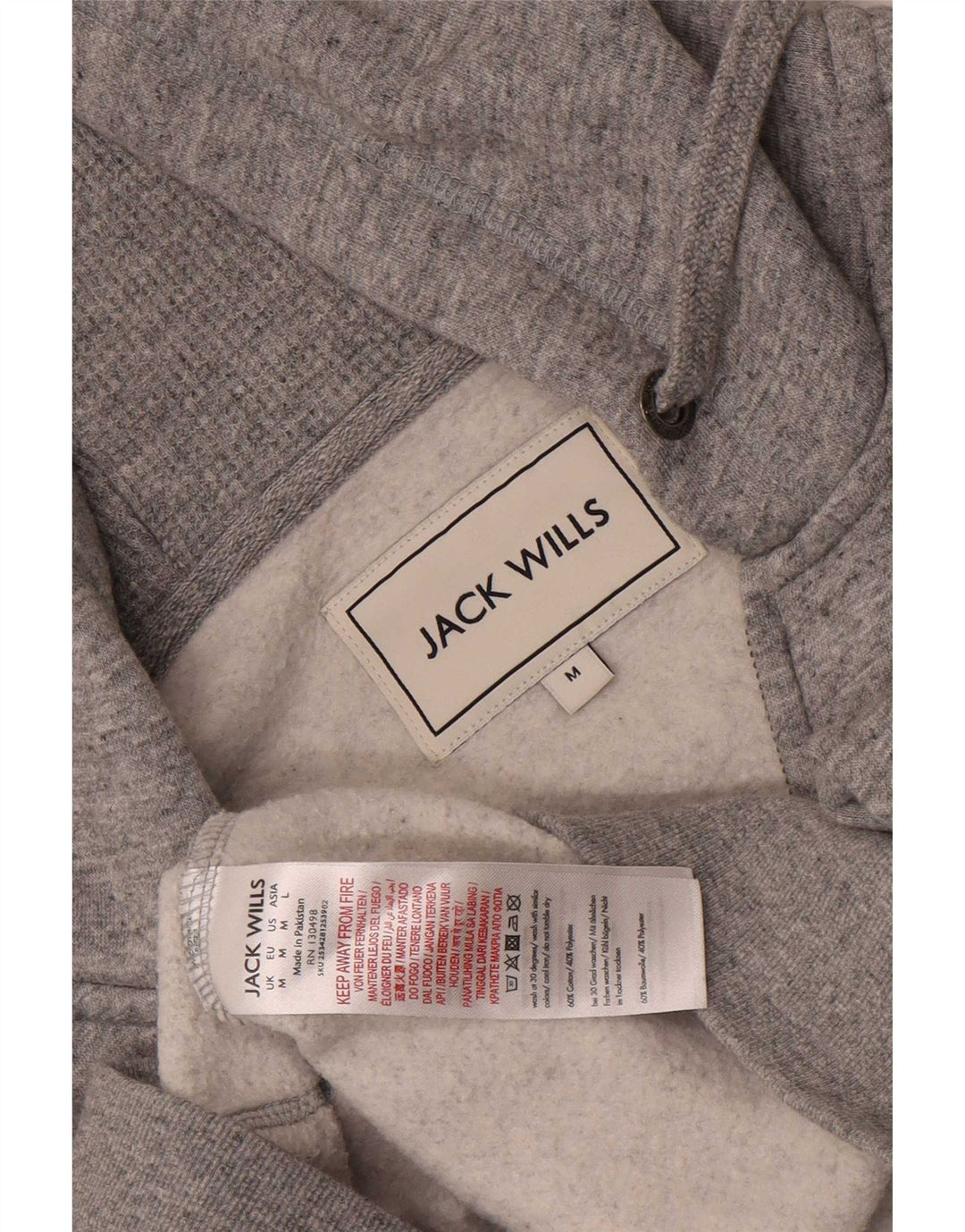 Męski sweter z kapturem i zamkiem Jack Wills, średnioszary, bawełniany w cętki
