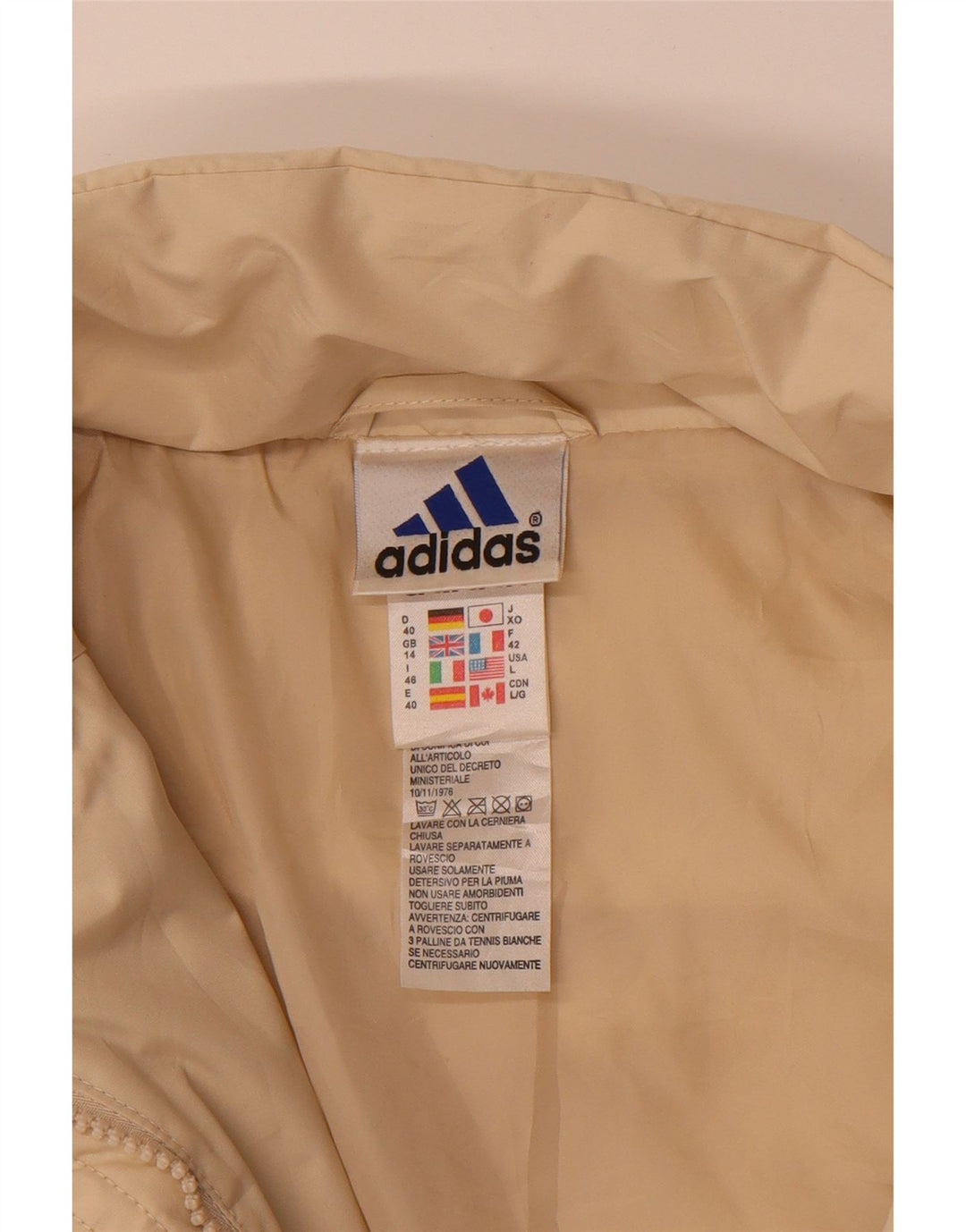 ADIDAS Womens Oversized Padded Jacket UK 14 Large Beige Polyester