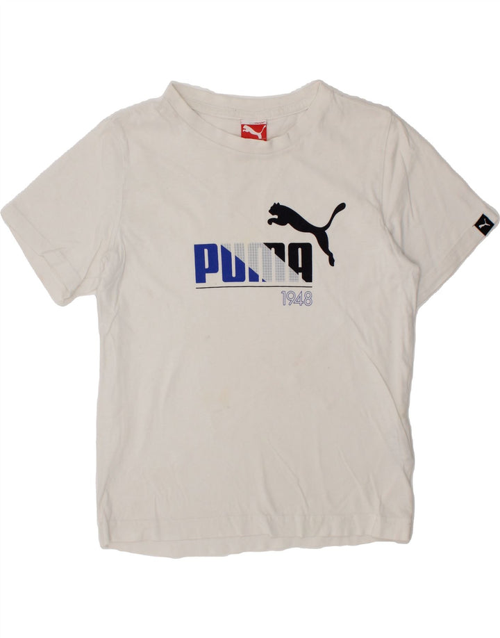 PUMA Boys Graphic T-Shirt Top 9-10 Years White Cotton Vintage Puma and Second-Hand Puma from Messina Hembry 