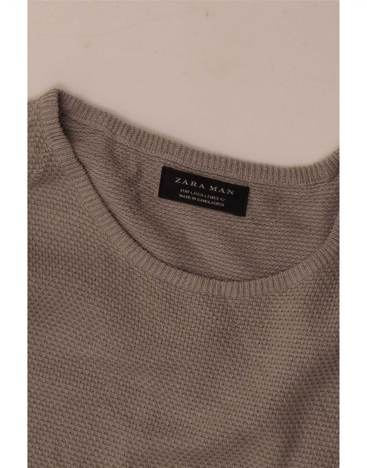 Męski sweter z dekoltem w łódkę Zara, duży, szary