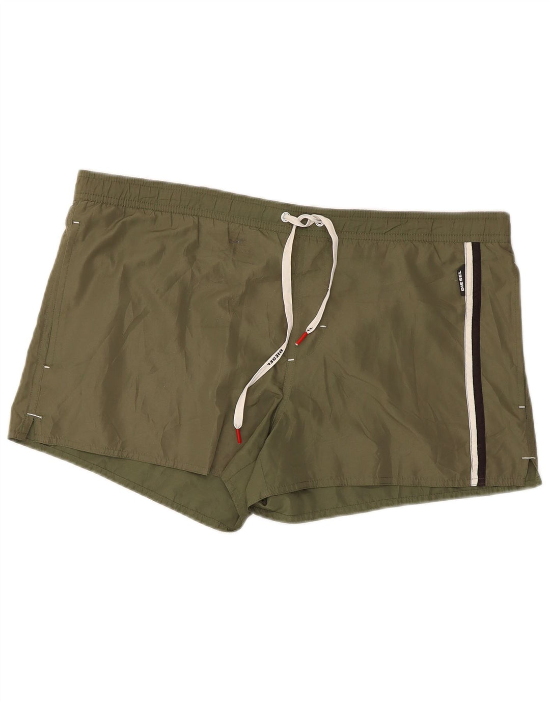Męskie spodenki kąpielowe Diesel XL w kolorze khaki, poliester w paski