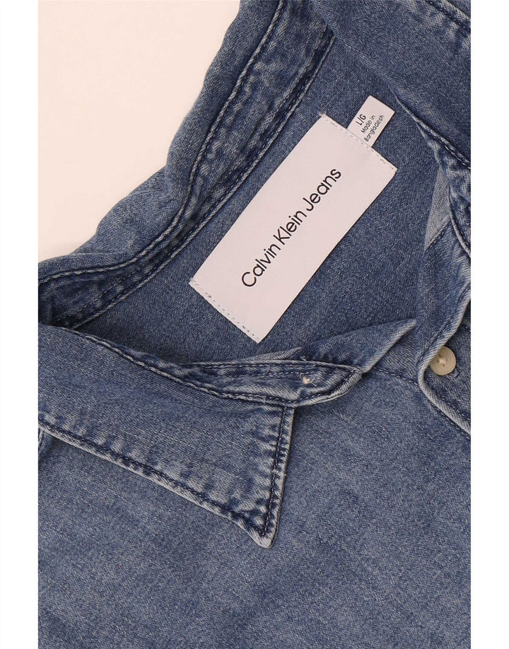 Męska koszula dżinsowa Calvin Klein Jeans, duża niebieska