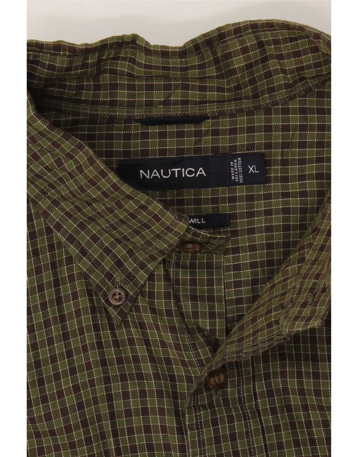 Męska koszula flanelowa Nautica XL, khaki, bawełniana krata