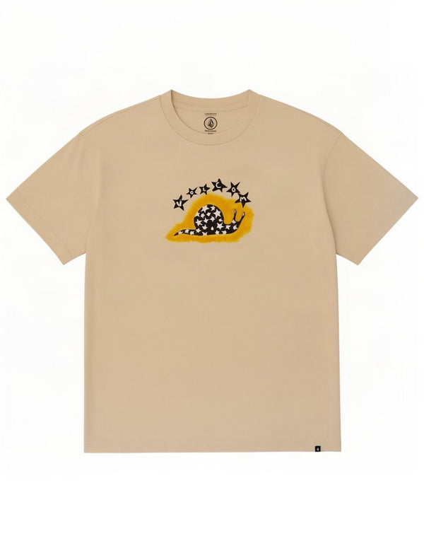 Volcom Męska koszulka o luźnym kroju z grafiką Top Medium Beige Cotton