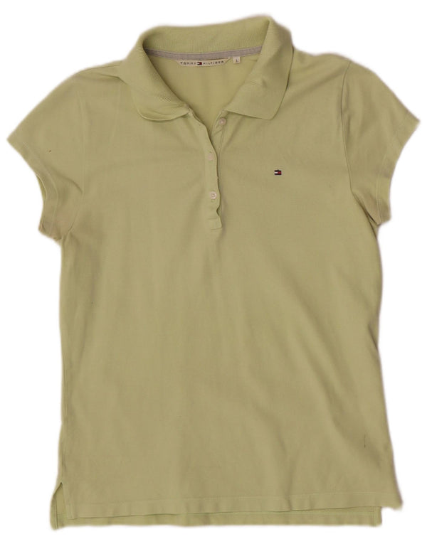 Damska koszulka polo Tommy Hilfiger UK 14, duża, zielona bawełna