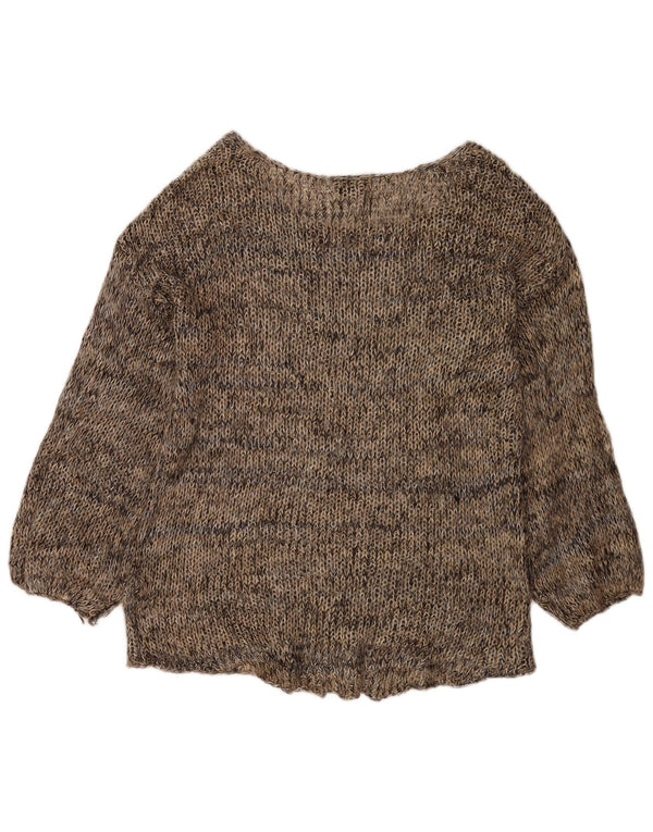 Damski sweter z dekoltem w łódkę Topshop UK 12 Średni brązowy nakrapiany