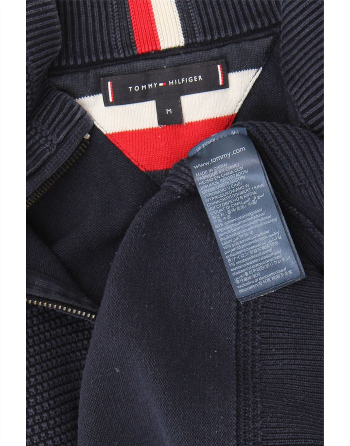 Męski sweter zapinany na zamek Tommy Hilfiger, średni granatowy, bawełniany