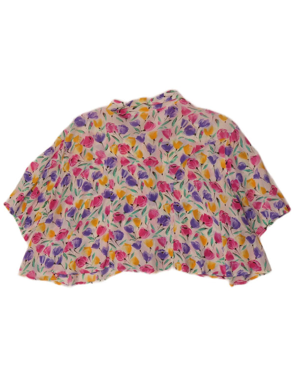 Damska bluzka typu oversize w stylu vintage, krótka, UK 10, mała, wielobarwna w kwiaty