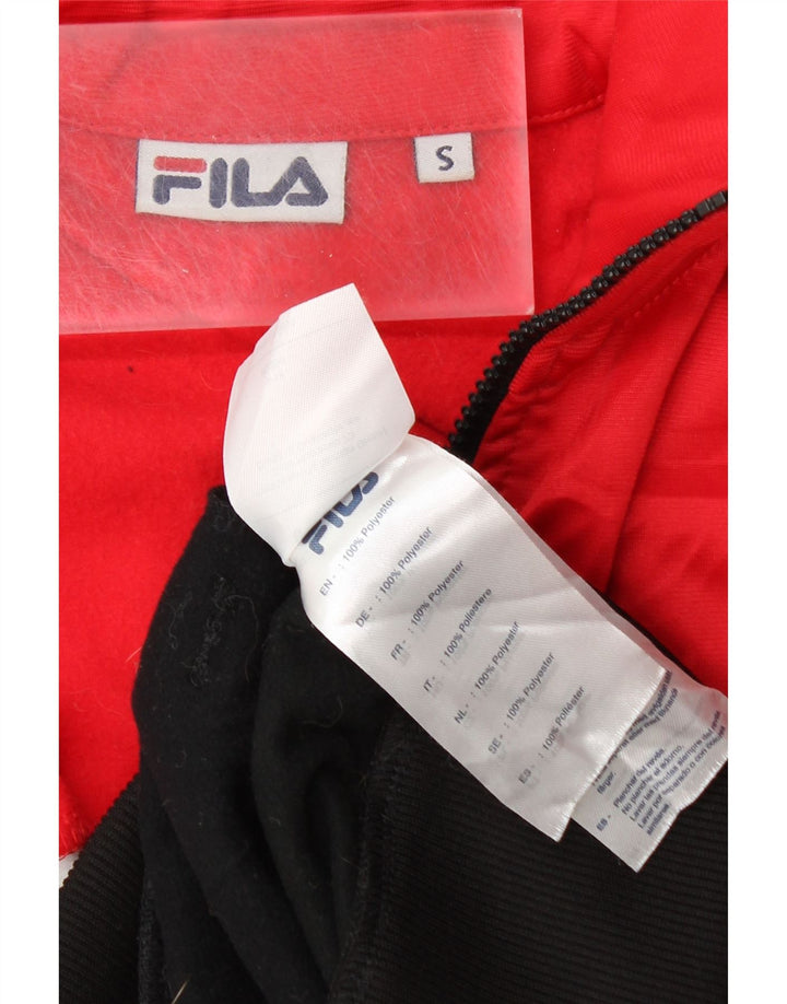 FILA Mens Graphic Tracksuit Top Jacket Small Black Colourblock Polyester