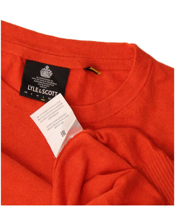Męski sweter z okrągłym dekoltem Lyle & Scott, duży, czerwony, bawełniany