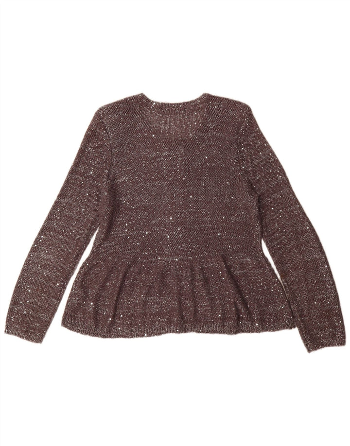 Marks & Spencer Damski sweter rozpinany UK 16, duży, szary, nakrapiany poliester