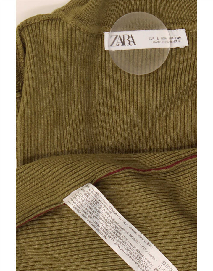 Damski top z długim rękawem Zara UK 14, duża wiskoza khaki