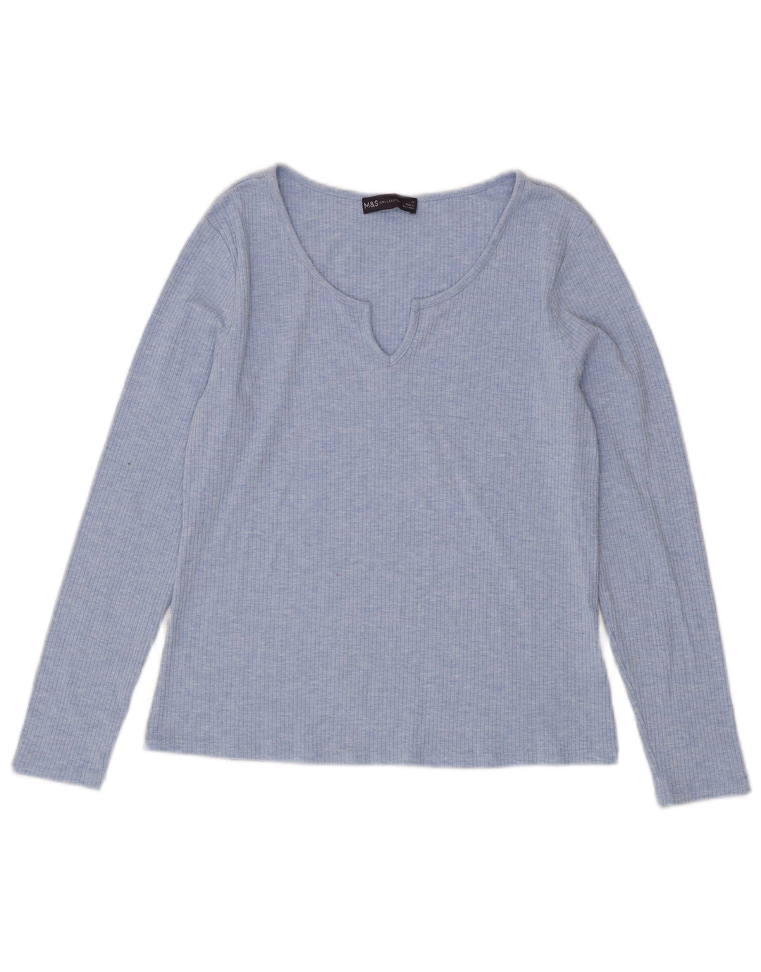 Marks & Spencer Damski top z długim rękawem, UK 14, duży, niebieski poliester