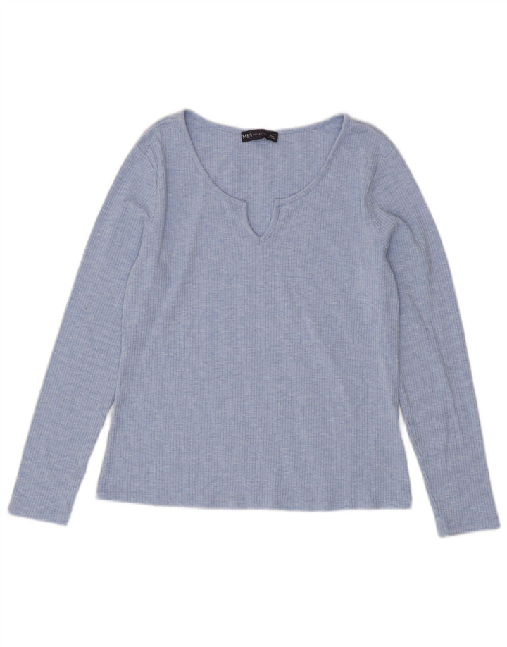 Marks & Spencer Damski top z długim rękawem, UK 14, duży, niebieski poliester