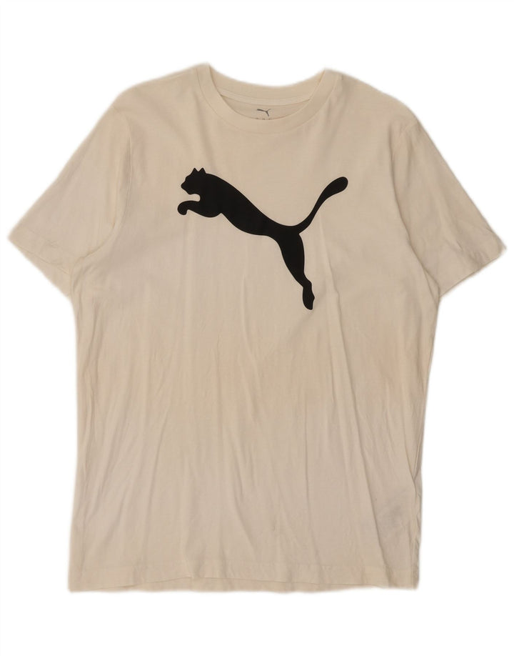 Męska koszulka z grafiką Puma, średnia, biała bawełna