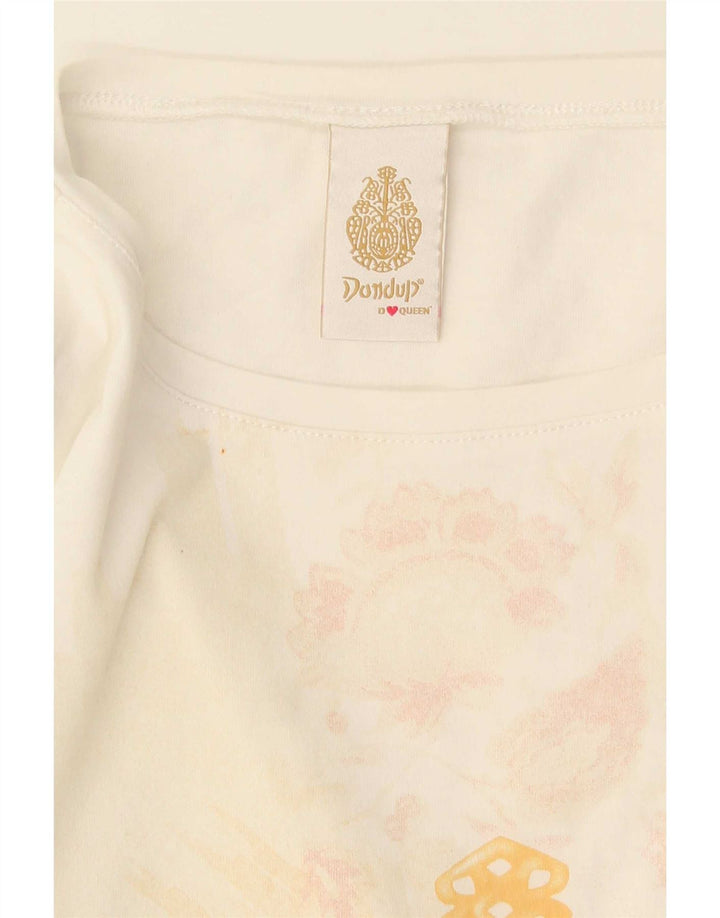 Damska koszulka Crop Dondup z grafiką Top UK 12 Medium White