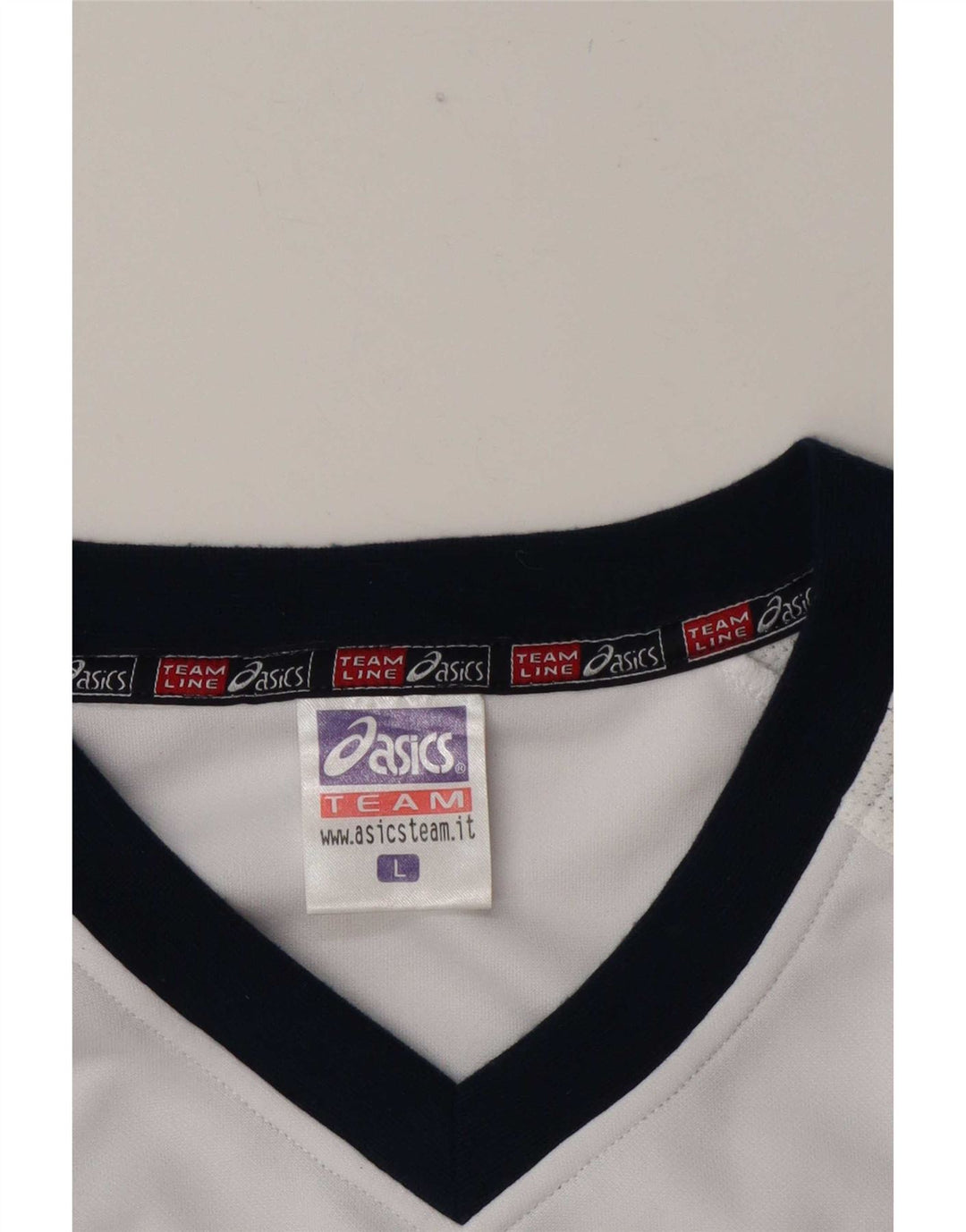 Męska koszulka z grafiką Asics, duża, biała, poliestrowa z blokami kolorów
