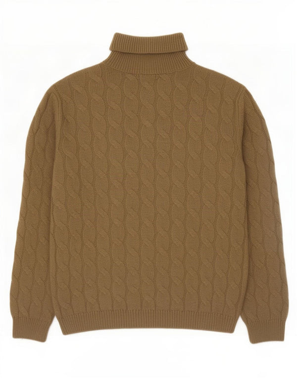 Męski sweter Zara z wywijanym dekoltem, duży, akrylowy khaki