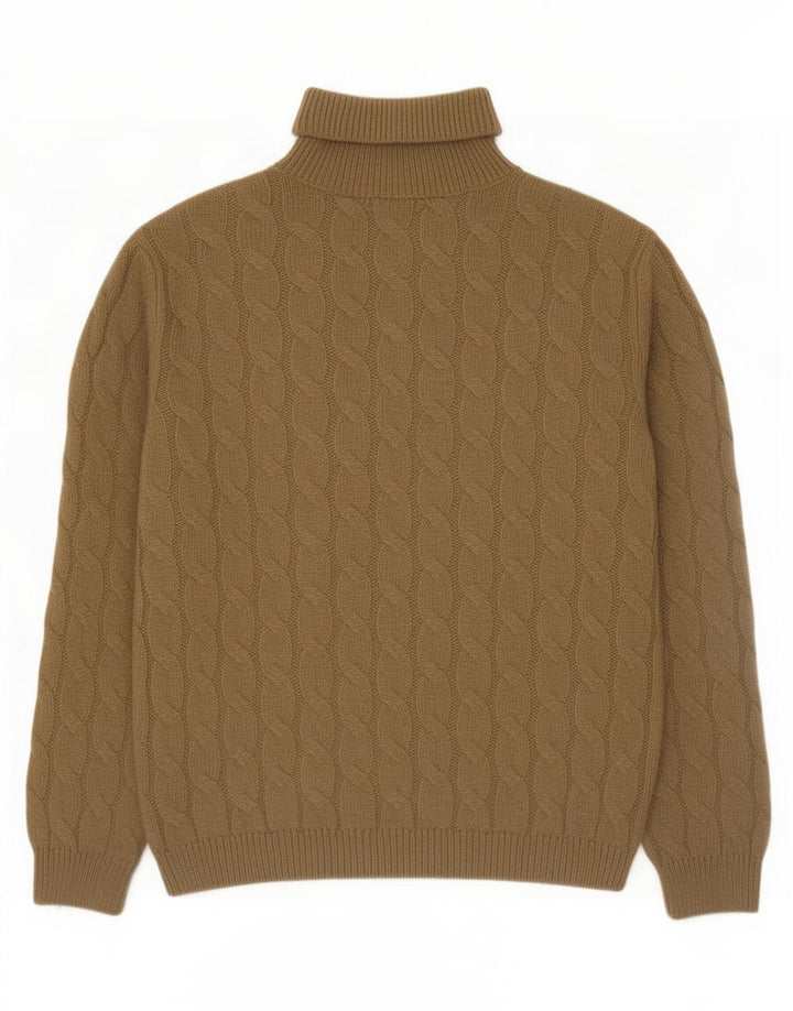 Męski sweter Zara z wywijanym dekoltem, duży, akrylowy khaki