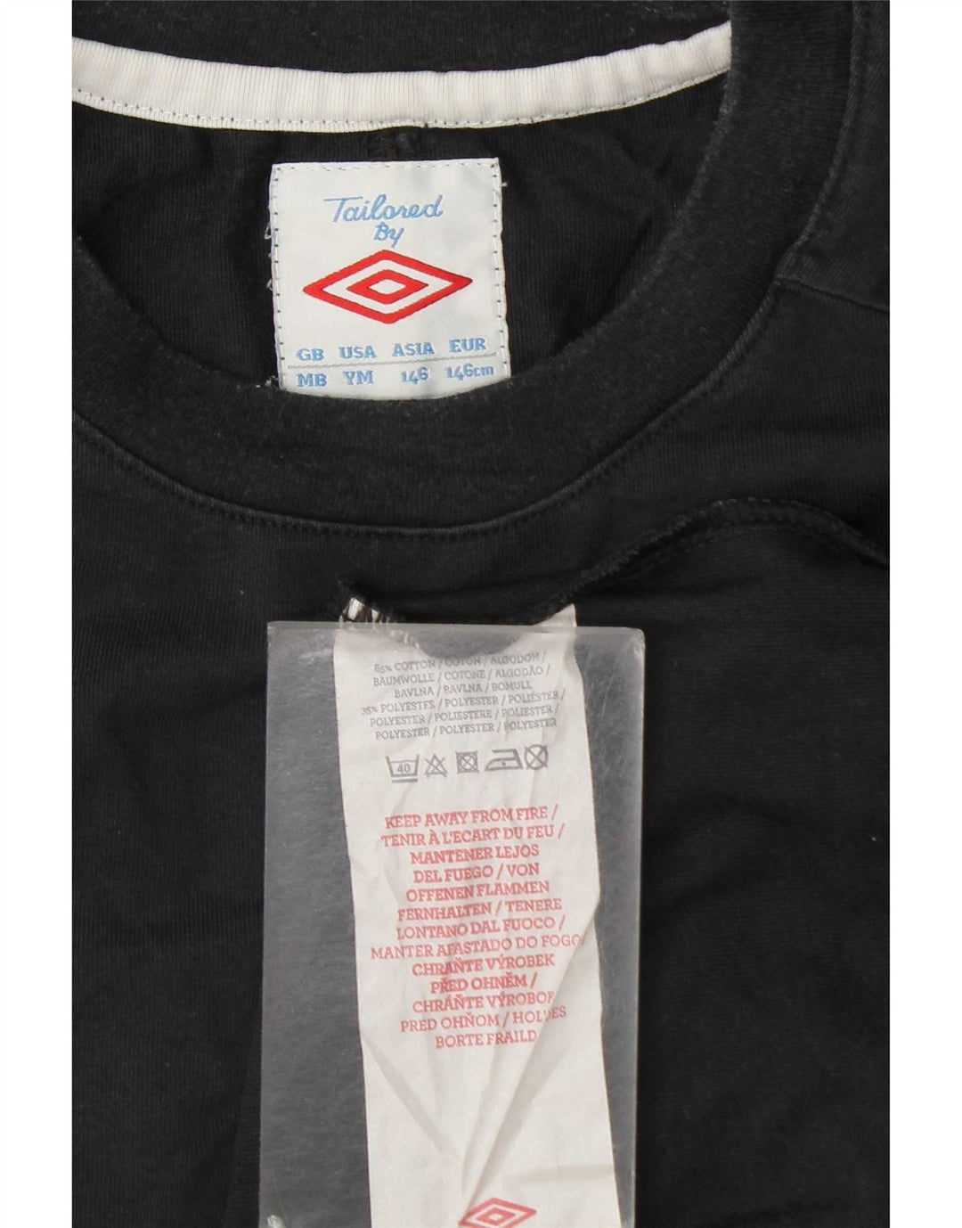 T-shirt chłopięcy Umbro w wieku 9–10 lat, bawełniany w kolorze średniej czerni