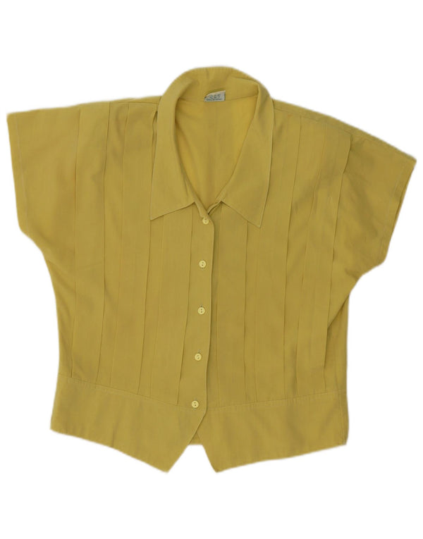 Bluzka damska z krótkim rękawem w stylu vintage, UK 16, duża, żółta