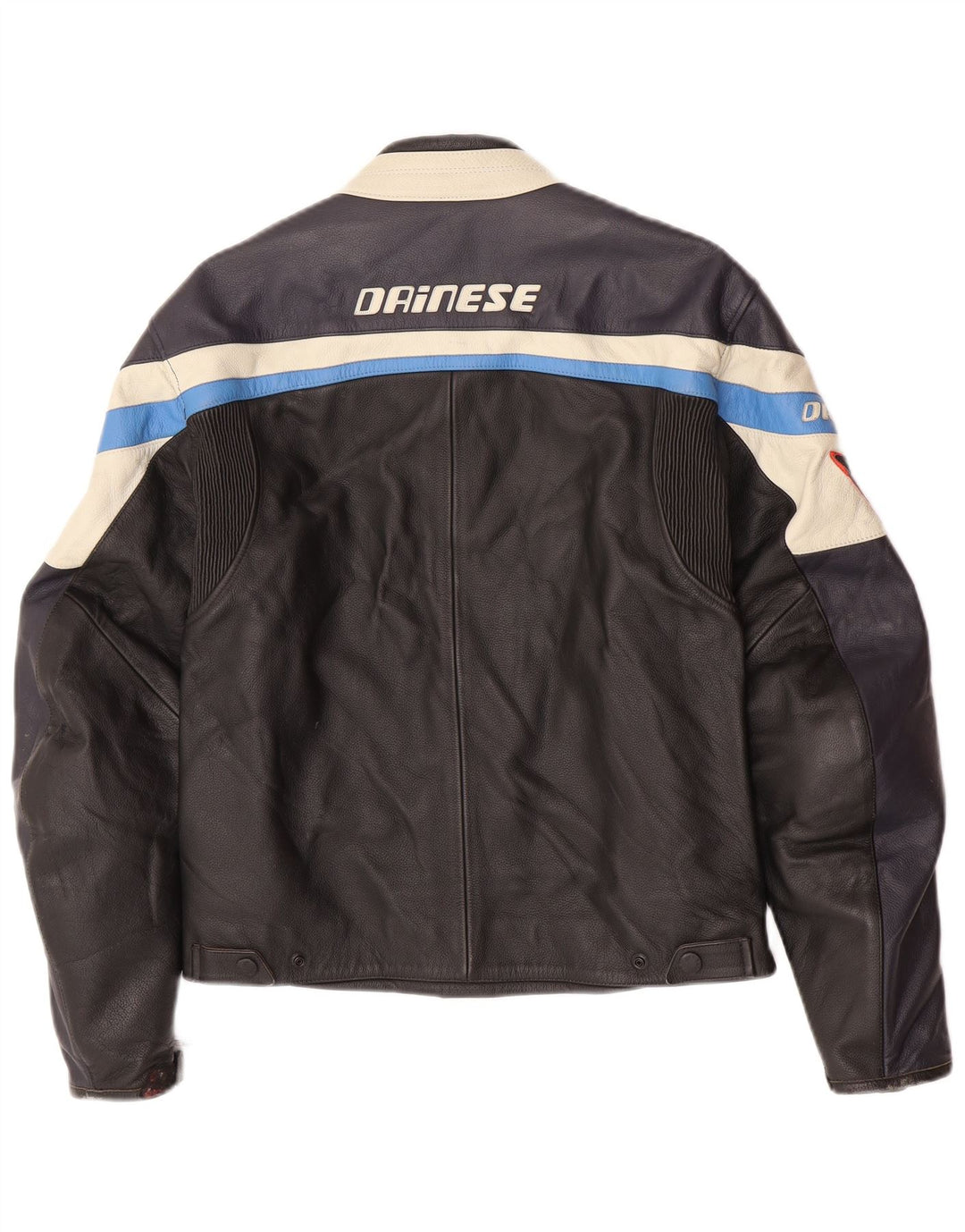 Męska kurtka wyścigowa Dainese Graphic Racer UK 36, mała czarna skóra z blokami kolorów