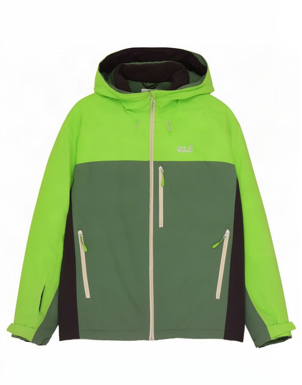 Męska kurtka wiatrówka z kapturem Jack Wolfskin UK 48 2XL Zielony, blok kolorów