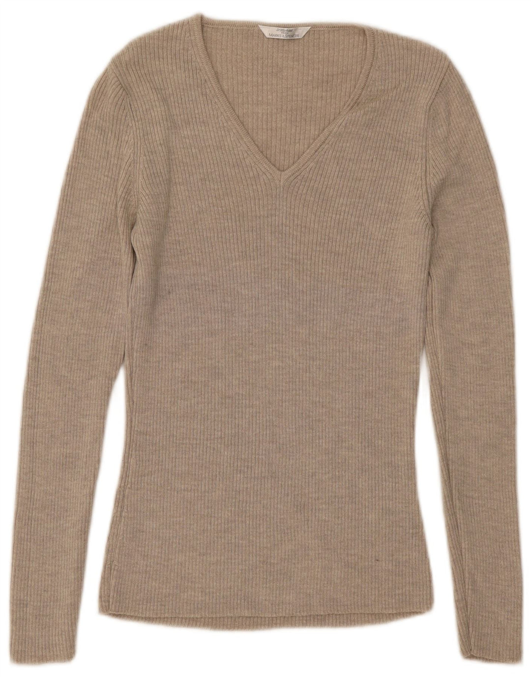 Sweter Marks & Spencer Damski St. Michael V-Neck UK 8 Mały Beżowy