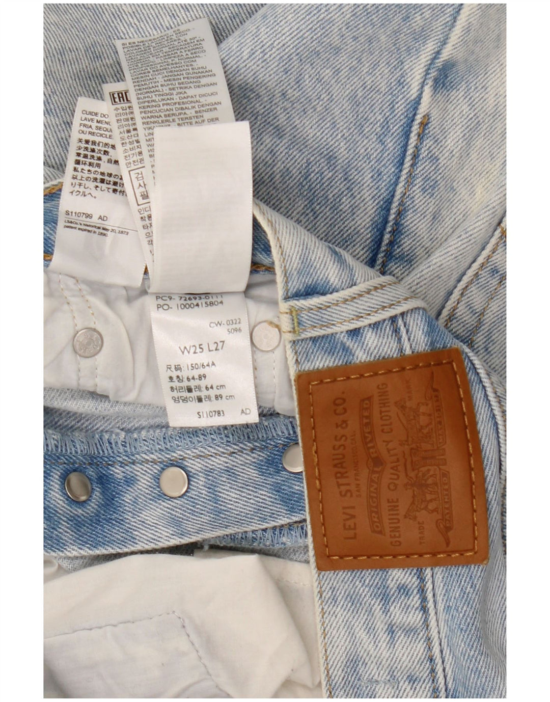 Damskie luźne dżinsy Levi's W25 L27 Niebieskie bawełniane