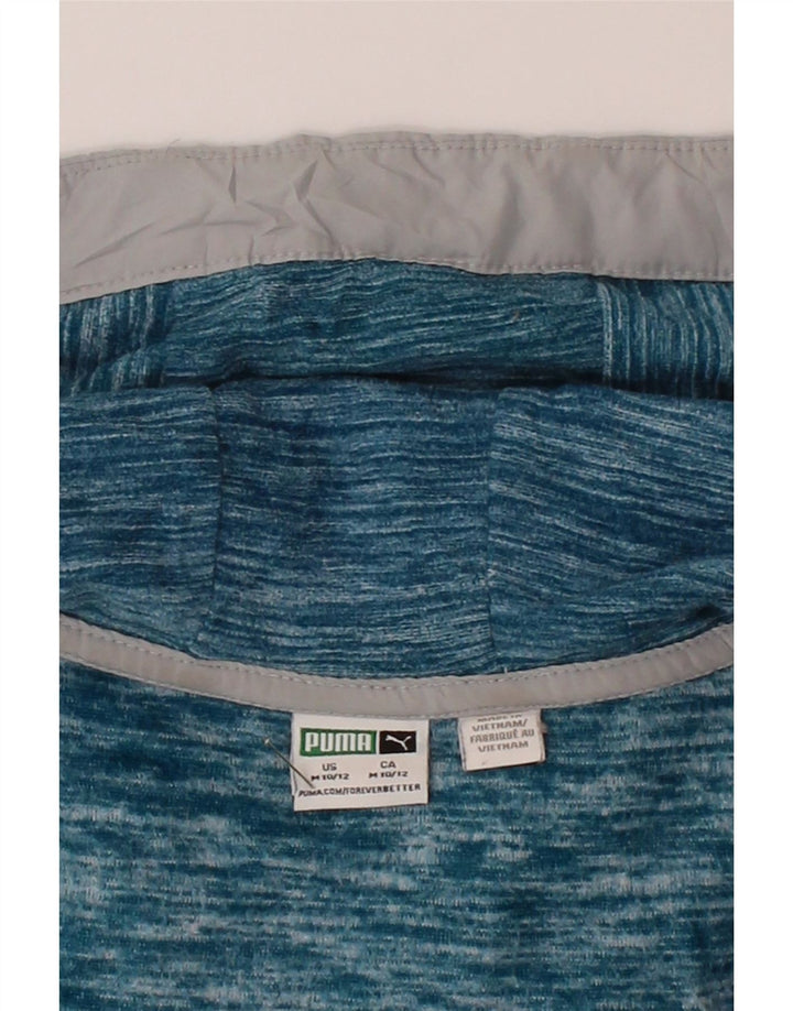 PUMA Boys Hooded Fleece Jacket 10-11 Years Medium Blue Colourblock Vintage Puma and Second-Hand Puma from Messina Hembry 