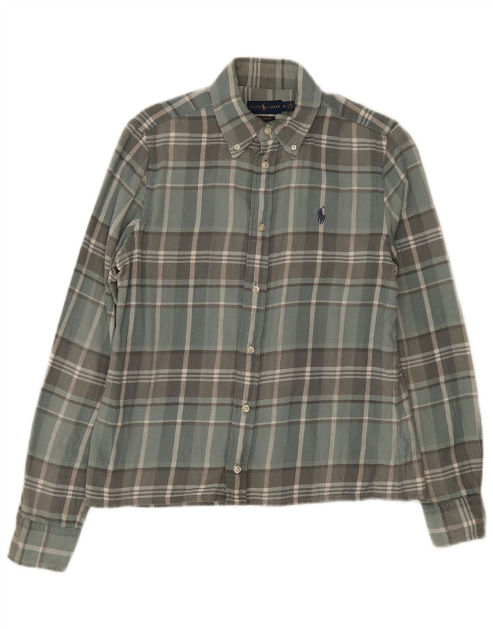 Koszula flanelowa męska Ralph Lauren o klasycznym kroju, średnio szara, bawełniana w kratkę