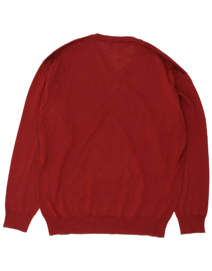 BEXLEYS Męski sweter z dekoltem w kształcie litery V IT 56 2XL Burgundowa wełna