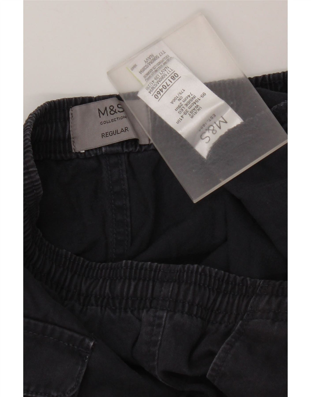 Męskie spodnie typu chino Regular Marks & Spencer W39 L29 Granatowa bawełna
