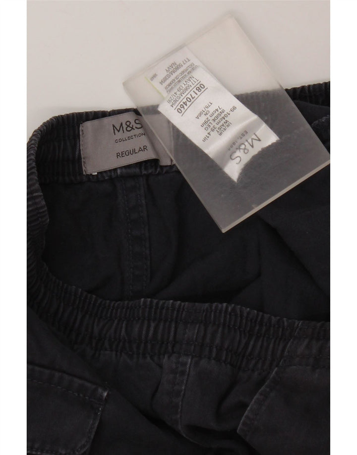 Męskie spodnie typu chino Regular Marks & Spencer W39 L29 Granatowa bawełna