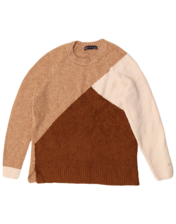 Marks & Spencer Womens Crew Neck Jumper Sweater UK 10 Small Brown