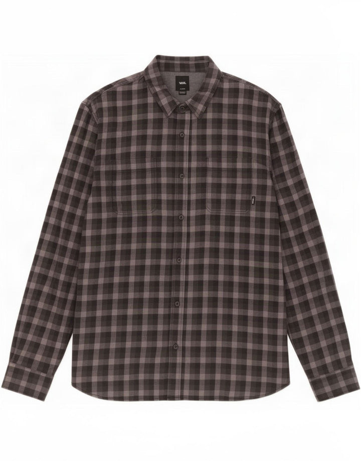 Męska koszula flanelowa Vans o dopasowanym kroju XL, czarna bawełniana kratka