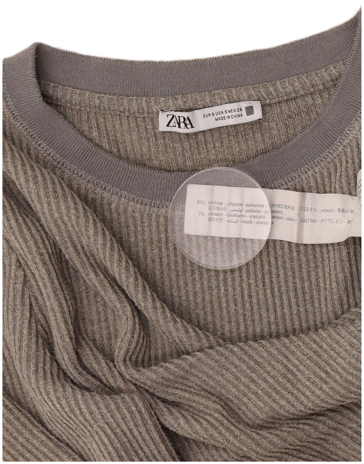 Damski top Zara z długim rękawem UK 10, mały, szary poliester