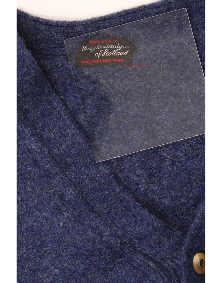 Sweter męski w stylu vintage, średni granatowy, nowa wełna