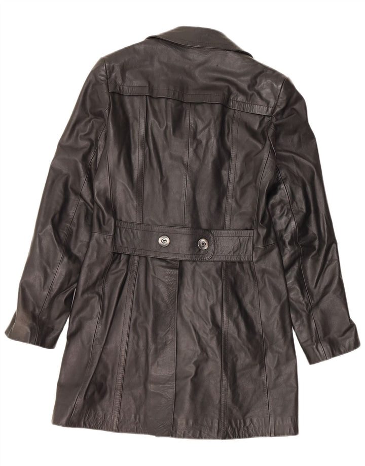 Męski płaszcz skórzany VINTAGE IT 48 Średniej czarnej skóry