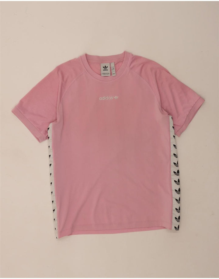 Męska koszulka z grafiką Adidas, duża, różowa, poliestrowa z blokami kolorów