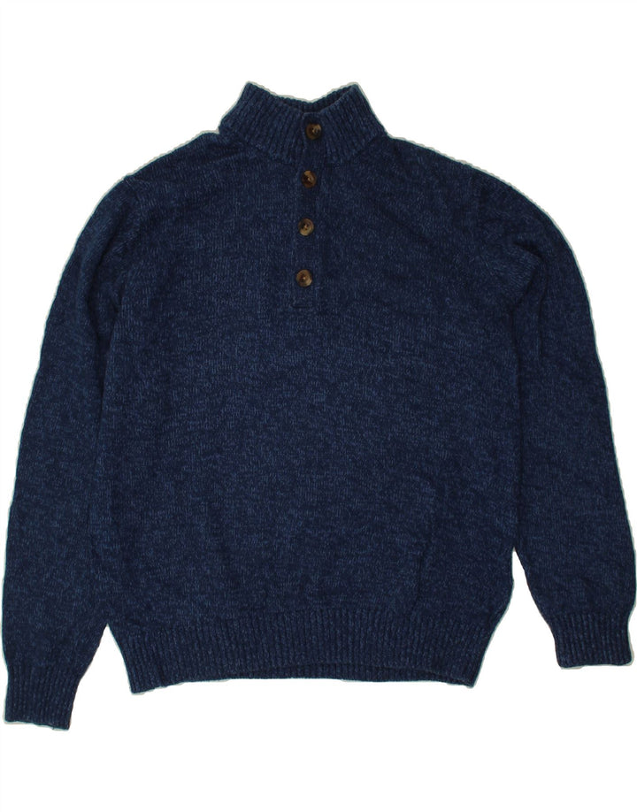 IZOD Mens Button Neck Jumper Sweater Large Navy Blue Cotton Vintage Izod and Second-Hand Izod from Messina Hembry 