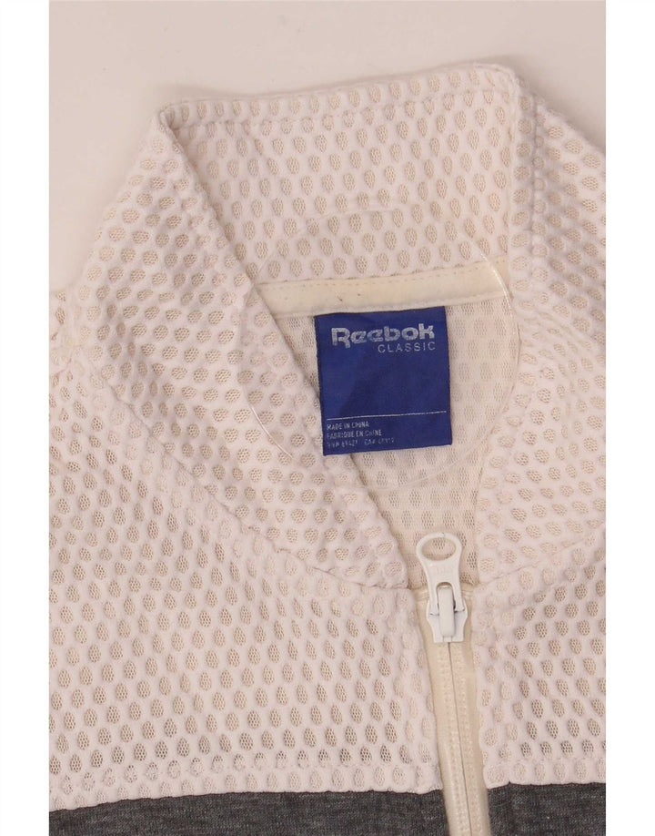 Damska kurtka dresowa Reebok UK 4/6 XS Biały poliester z blokami kolorów