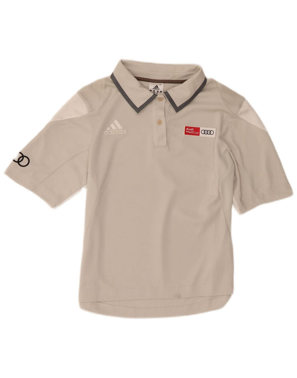 Adidas Womens Graphic Polo Shirt UK 14 Medium Grey Polyester