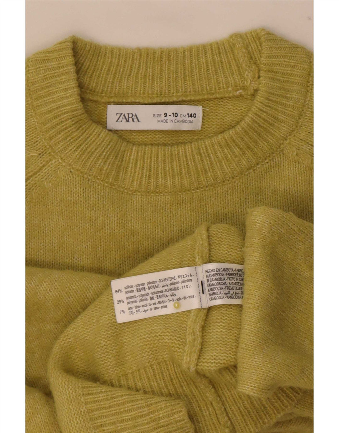 Zara Chłopięcy sweter z okrągłym dekoltem 9-10 lat Zielony poliester