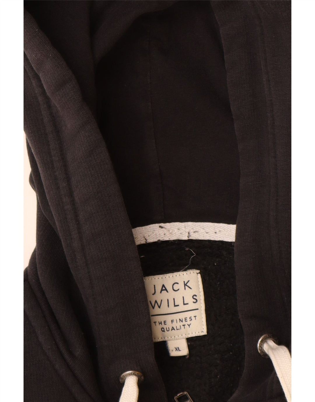 Jack Wills Męski sweter z kapturem i zamkiem błyskawicznym XL, czarny, bawełniany
