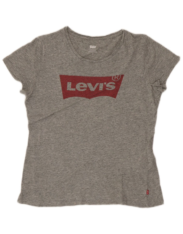 Damska koszulka z grafiką Levi's Top UK 12 Średnioszara bawełna z plamkami