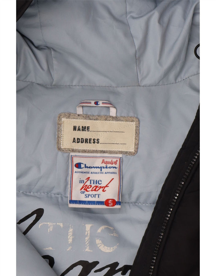 CHAMPION Womens Hooded Padded Jacket UK 10 Small Navy Blue Polyester Vintage Champion and Second-Hand Champion from Messina Hembry 